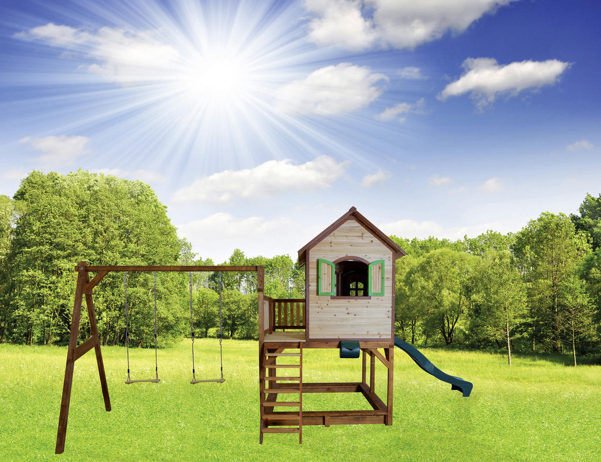 SPIELTURM 588/305/270 cm SPIELTURM AXI LIAM  - Braun, Basics, Holz (588/305/270cm) - Ambia Garden