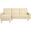 ECKSCHLAFSOFA inkl. Hocker  in Flachgewebe Beige  - Chromfarben/Beige, KONVENTIONELL, Textil/Metall (152/230cm) - Max Winzer