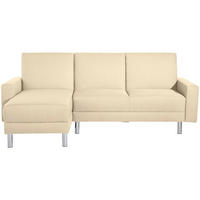 ECKSCHLAFSOFA inkl. Hocker  in Flachgewebe Beige  - Chromfarben/Beige, KONVENTIONELL, Textil/Metall (152/230cm) - Max Winzer
