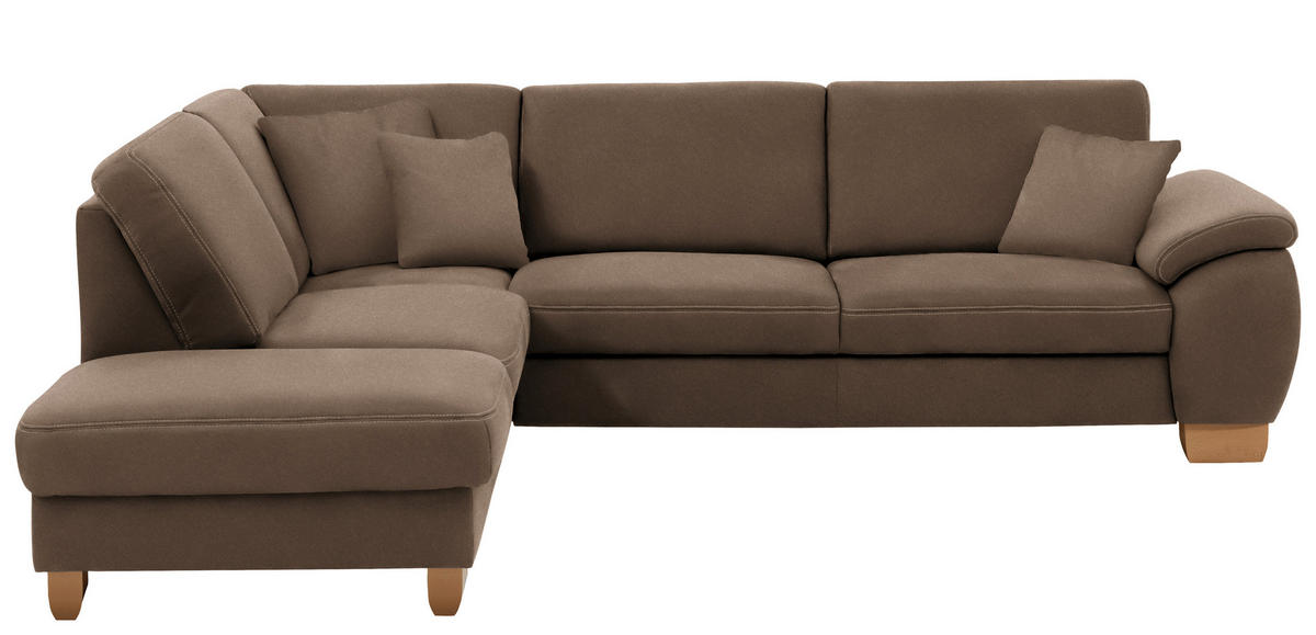 ECKSOFA in Mikrofaser Dunkelbraun  236/286 cm  - Wildeiche/Dunkelbraun, KONVENTIONELL, Holz/Textil (236/286cm) - Voleo