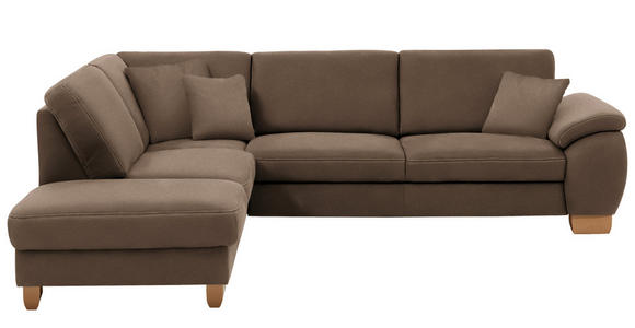 ECKSOFA in Mikrofaser Dunkelbraun  236/286 cm  - Wildeiche/Dunkelbraun, KONVENTIONELL, Holz/Textil (236/286cm) - Voleo
