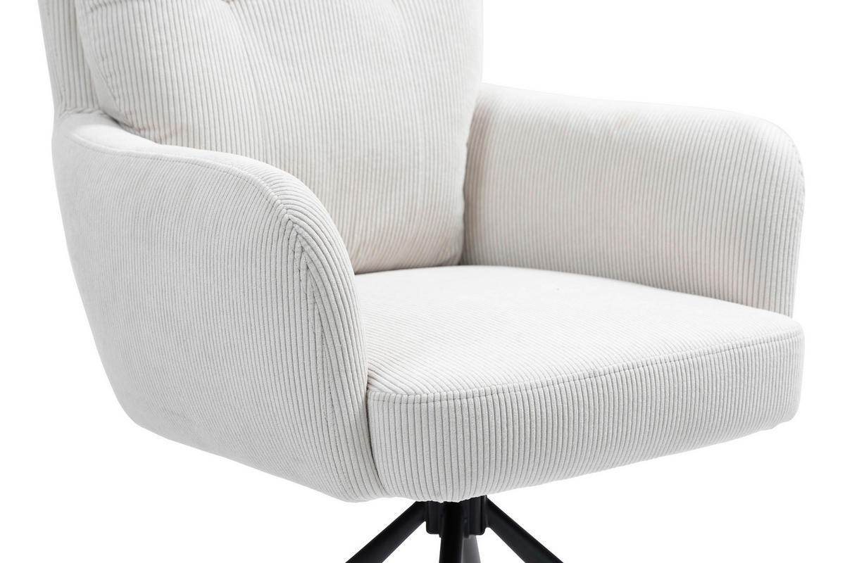 ARMLEHNSTUHL  in Eisen Cord  - Creme/Schwarz, KONVENTIONELL, Textil/Metall (60/95/67cm) - MID.YOU