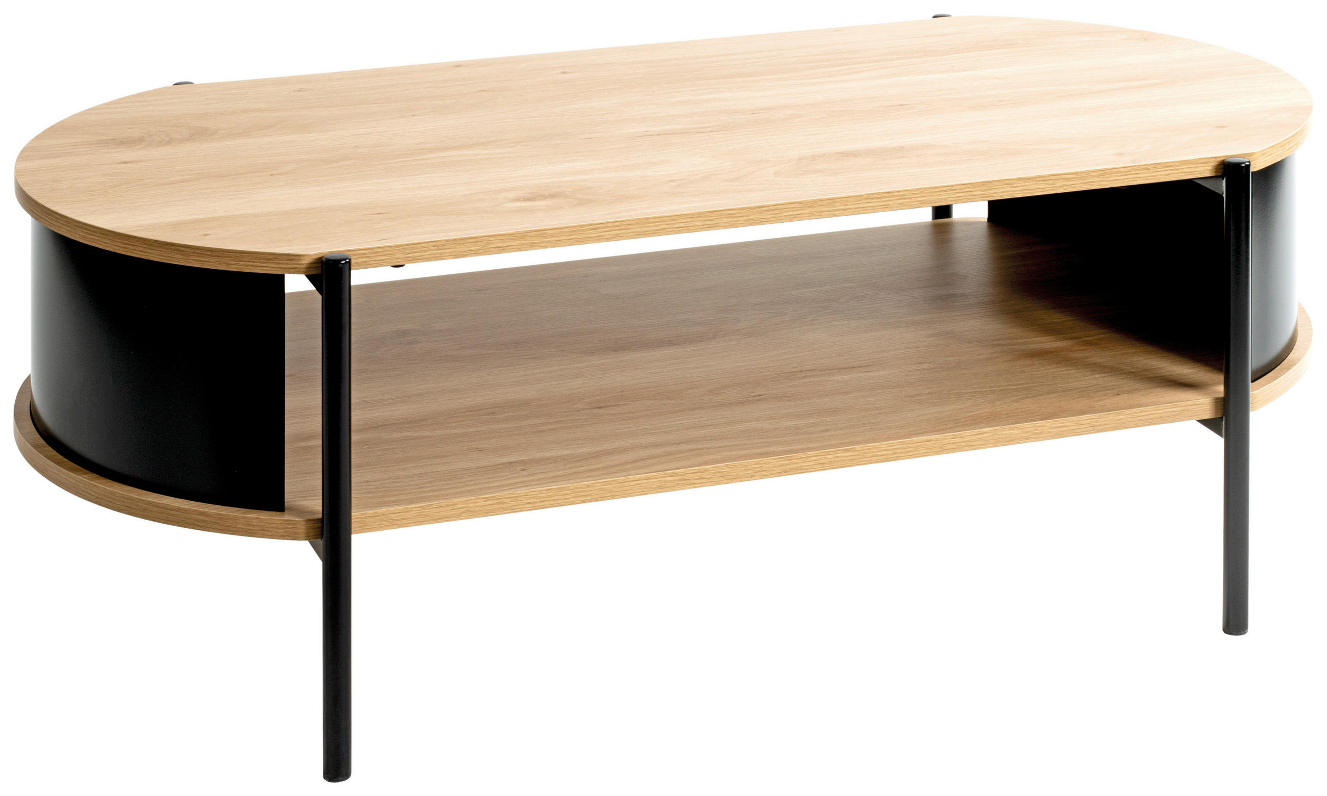 COUCHTISCH - Eichefarben/Schwarz, Trend, Holzwerkstoff/Metall (100/54/37cm)