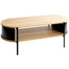 COUCHTISCH 100/54/37 cm oval Schwarz, Eichefarben  - Eichefarben/Schwarz, Trend, Holzwerkstoff/Metall (100/54/37cm)