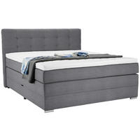 BOXSPRINGBETT 140/200 cm,  in Hellgrau, Matratze, Bettkasten, Topper, H3 = fest  - Silberfarben/Hellgrau, KONVENTIONELL, Holz/Holzwerkstoff (140/200cm) - Moderano