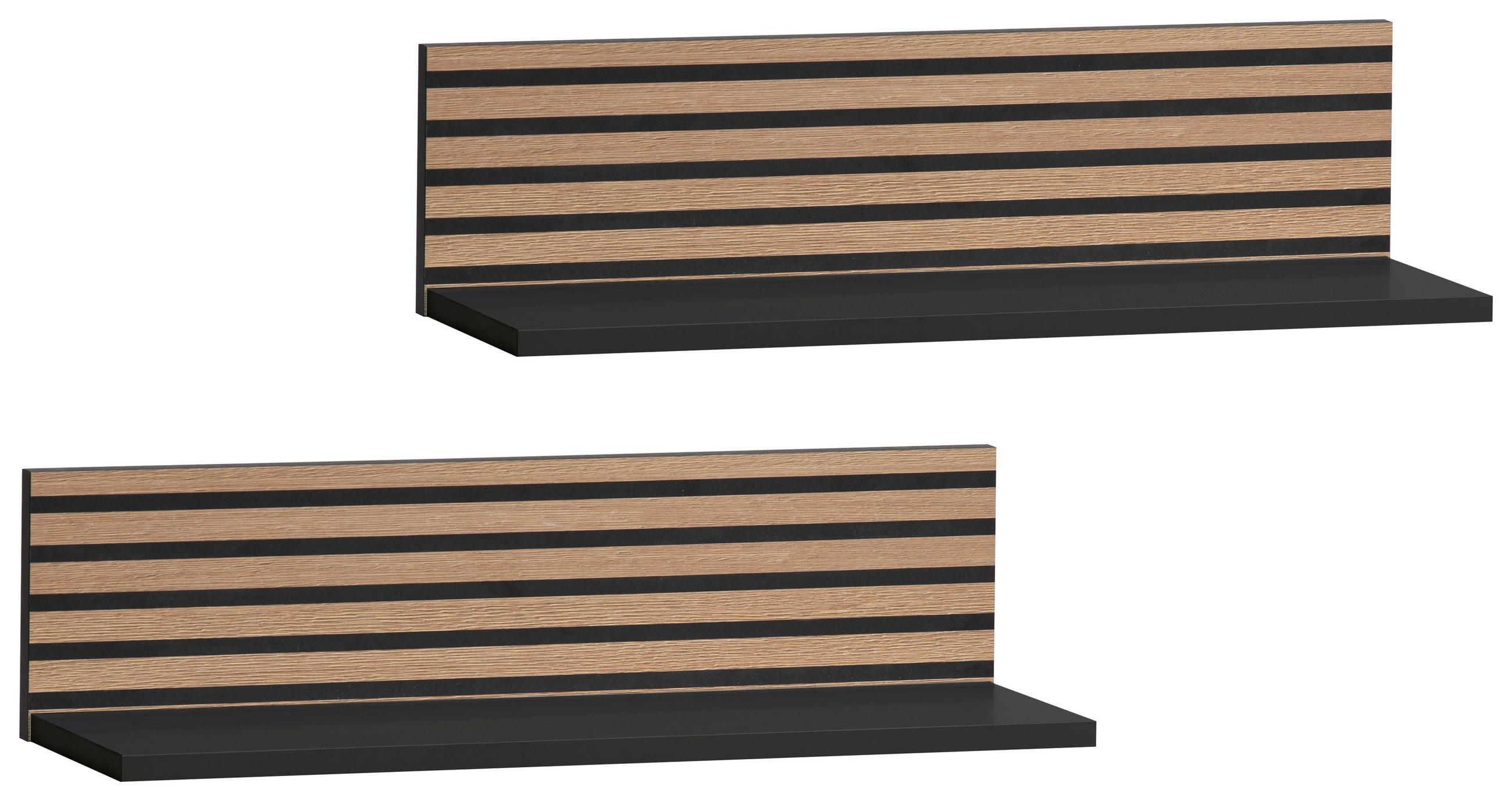 WANDREGAL Schwarz, Eichefarben  - Eichefarben/Schwarz, Design, Holzwerkstoff (60/15,7/17,3cm) - MID.YOU