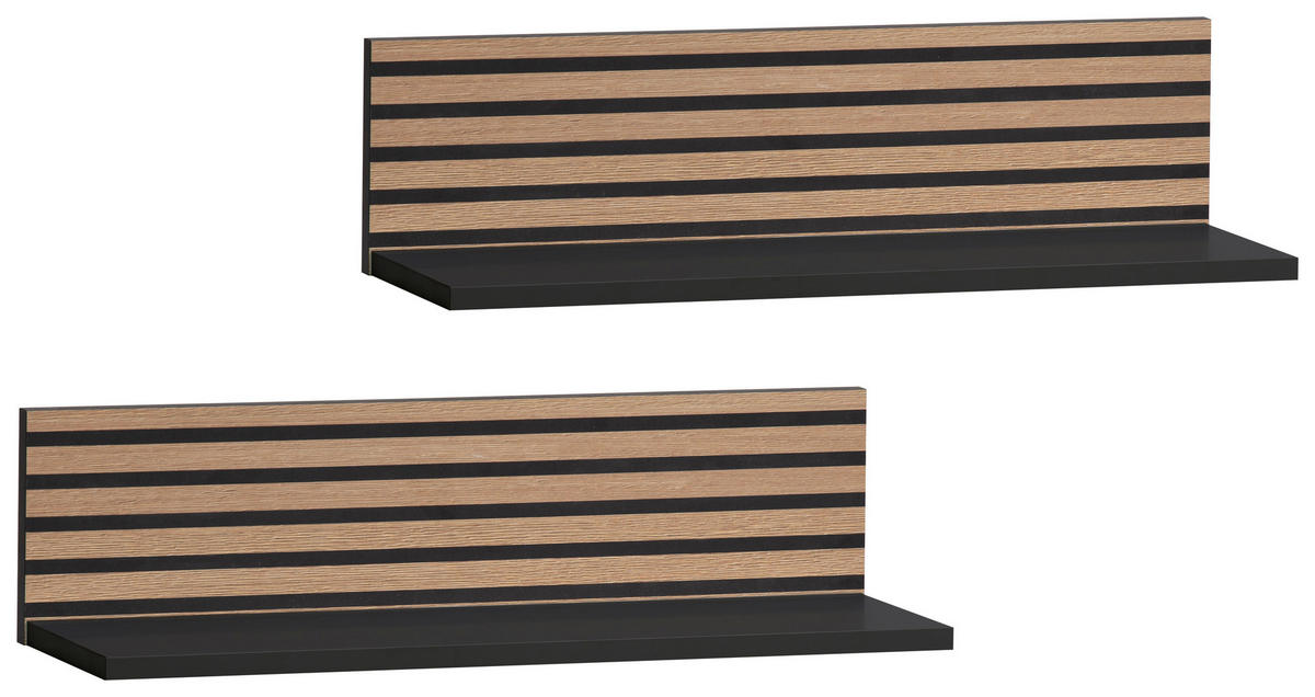 WANDREGAL 60/15,7/17,3 cm  - Eichefarben/Schwarz, Design, Holzwerkstoff (60/15,7/17,3cm) - MID.YOU