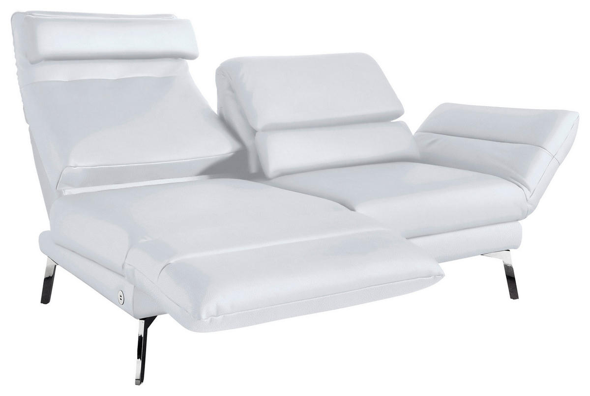 2-SITZER-SOFA Echtleder Weiß  - Chromfarben/Weiß, Design, Leder/Metall (178-226/82/96-177cm) - Dieter Knoll