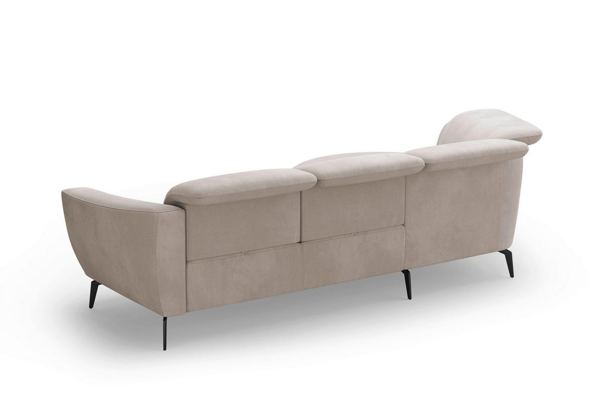 ECKSOFA in Flachgewebe Greige  - Greige/Schwarz, Konventionell, Textil/Metall (199/309cm) - Sit & More