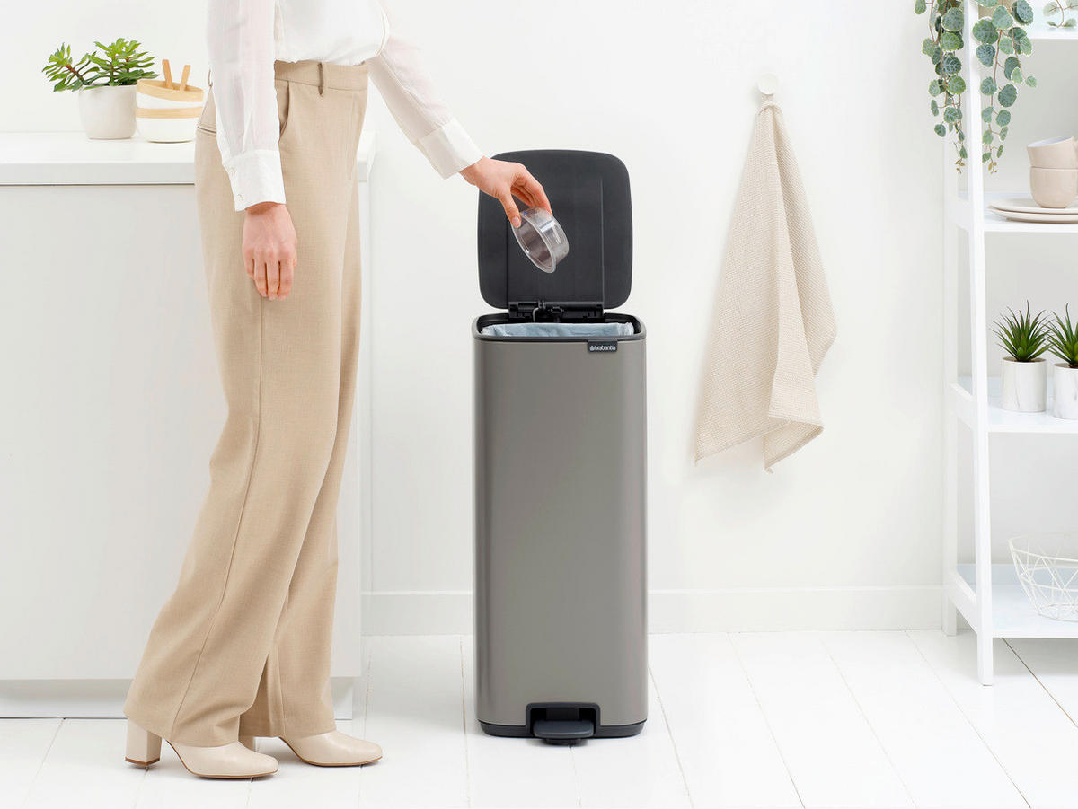 KANTA SA PAPUČICOM  30 l   - antracit/platinasta, Dizajnerski, metal/plastika (28,8/64,7/35,8cm) - Brabantia