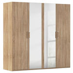 DREHTÜRENSCHRANK  in Sonoma Eiche  - Silberfarben/Sonoma Eiche, Design, Glas/Holzwerkstoff (201/197/60cm) - Novel