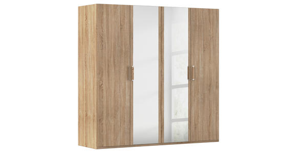 DREHTÜRENSCHRANK 201/197/60 cm,  in Sonoma Eiche, 4-türig  - Silberfarben/Sonoma Eiche, Design, Glas/Holzwerkstoff (201/197/60cm) - Novel