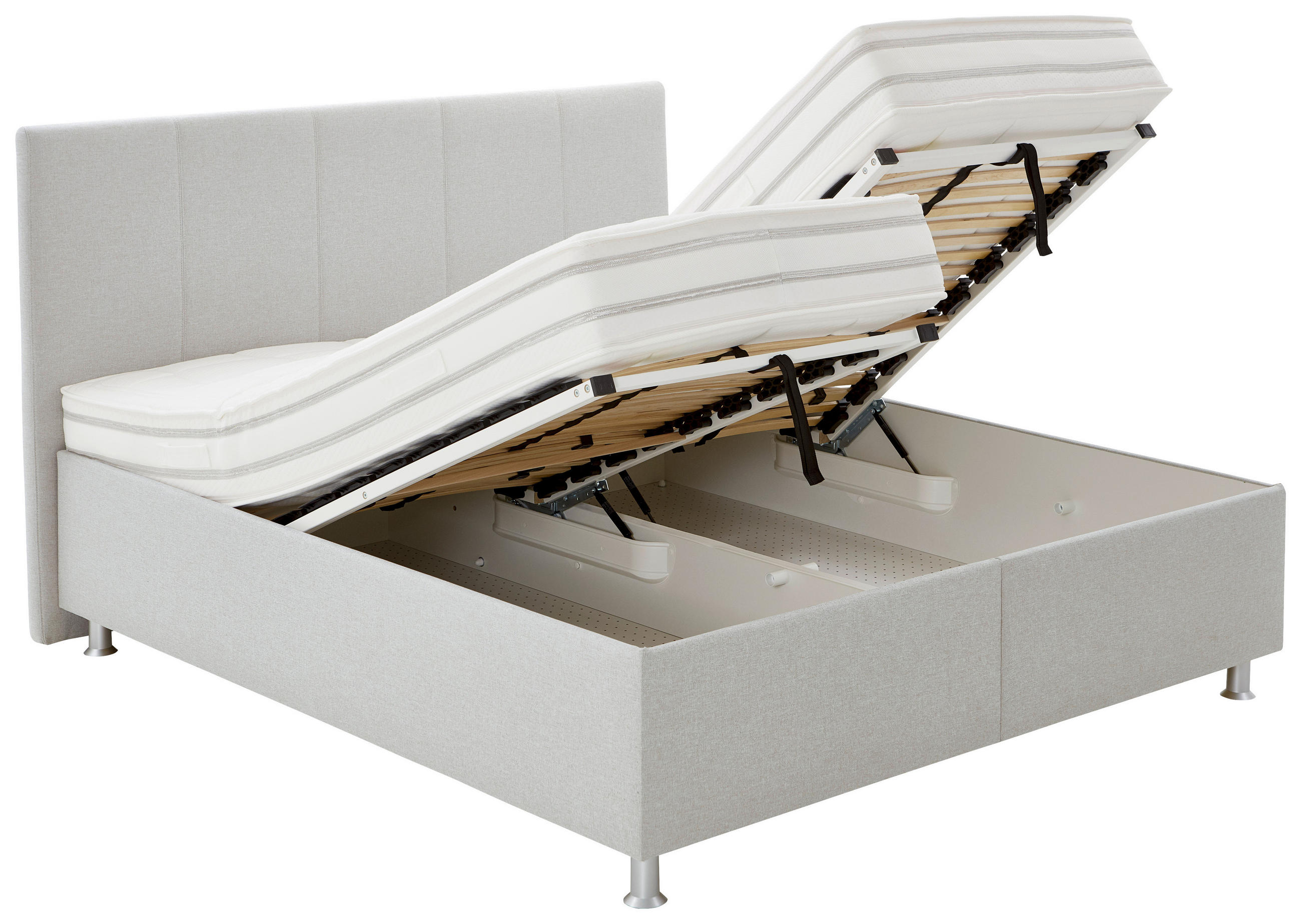 OBLAZINJENA POSTELJA 180 cm   x 200 cm  , tekstil bež  - bela/barve aluminija, Moderno, umetna masa/tekstil (180/200cm) - Beldomo - Sleep