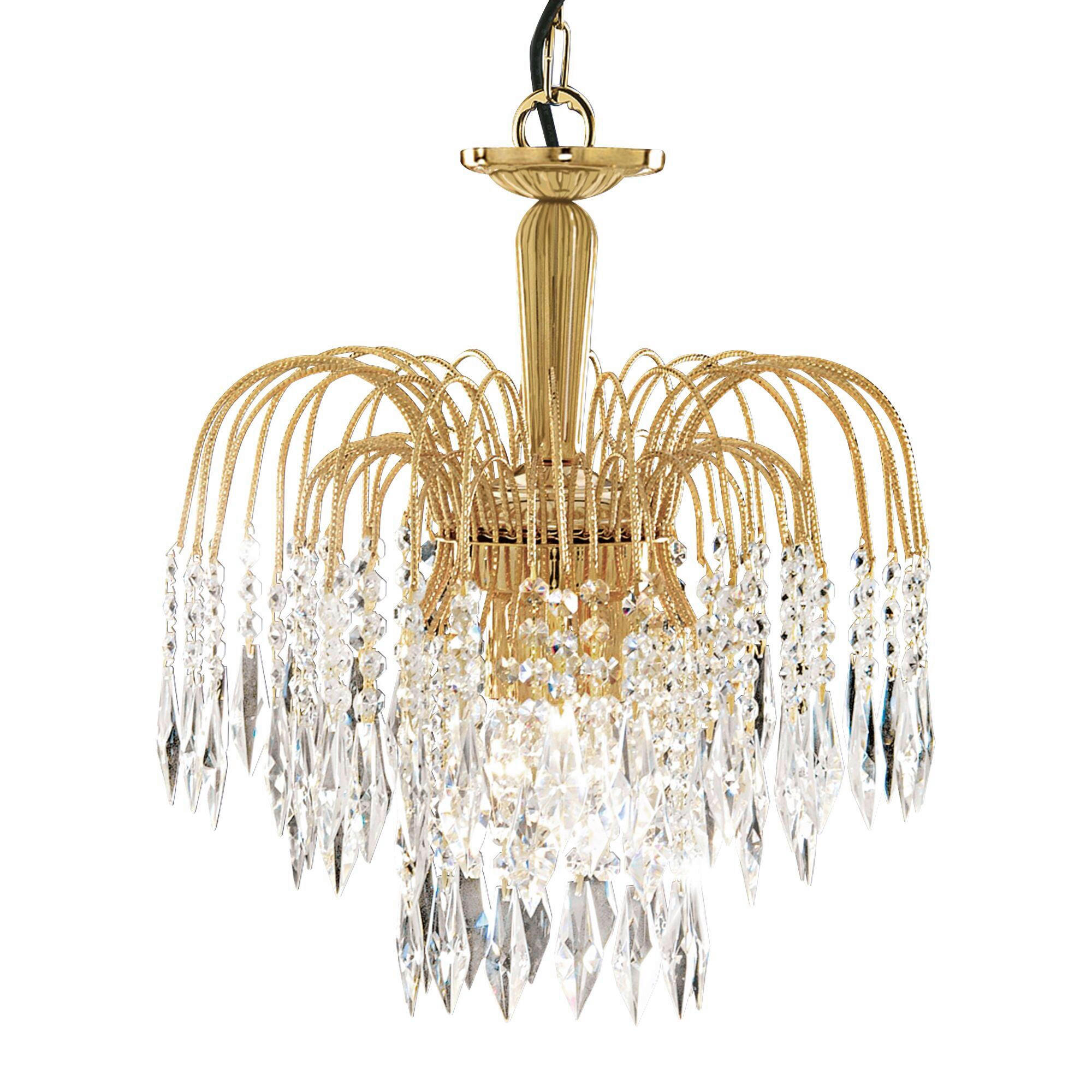 KRISTALL-HÄNGELEUCHTE 42/98 cm   - Goldfarben, Design, Glas/Metall (42/98cm) - Searchlight