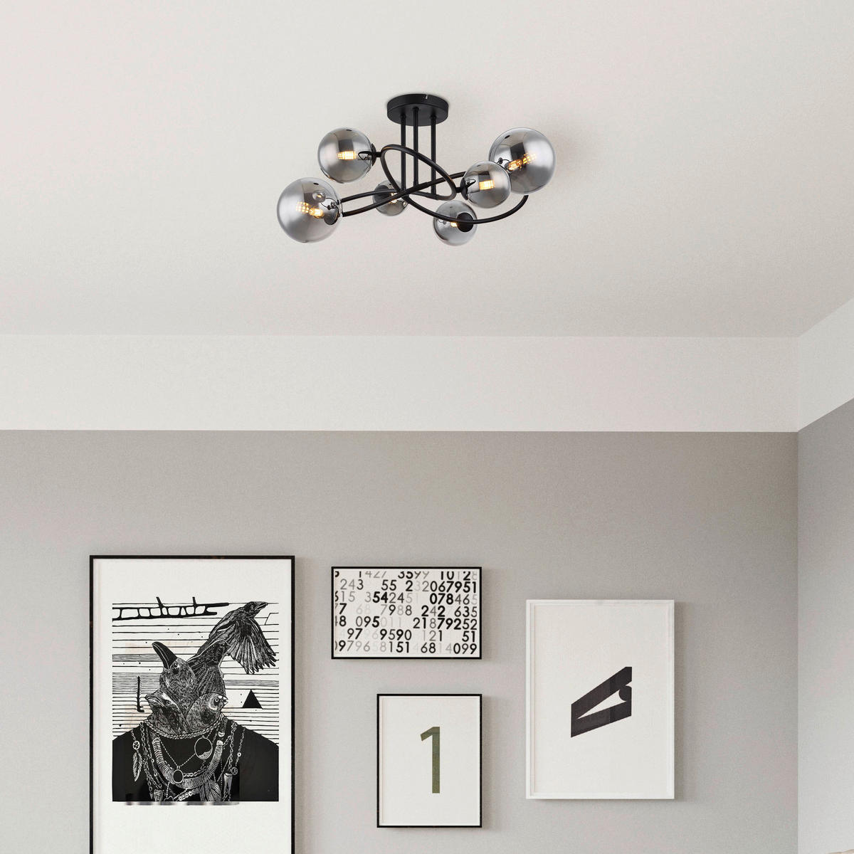 LED-DECKENLEUCHTE 3,5 W    62/59/35 cm  - Schwarz, Design, Glas/Metall (62/59/35cm) - Globo
