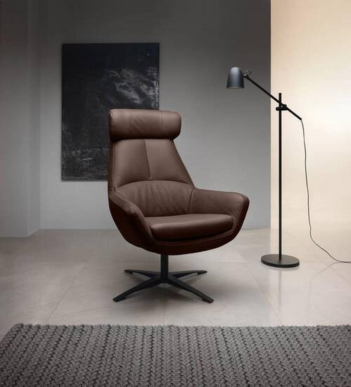 SESSEL in Echtleder Braun  - Schwarz/Braun, Modern, Leder/Metall (81/112/83cm) - Trendmanufaktur