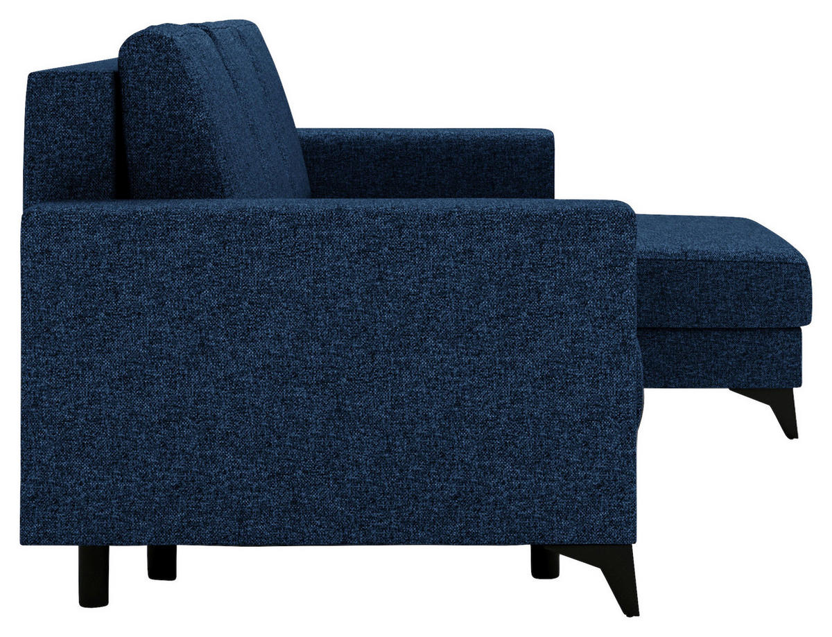 ECKSOFA in Flachgewebe Blau  - Blau/Schwarz, Design, Textil/Metall (244/156cm) - Livetastic