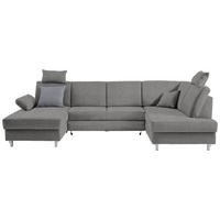 WOHNLANDSCHAFT Webstoff Grau  - Silberfarben/Grau, Konventionell, Holz/Textil (167/322/186cm) - Cantus