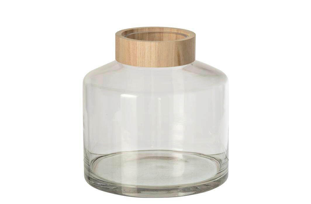 DEKOVASE  - Transparent/Naturfarben, Basics, Glas/Holz (20/20/20cm) - Ambia Home