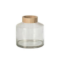 DEKOVASE  - Transparent/Naturfarben, Basics, Glas/Holz (20/20/20cm) - Ambia Home