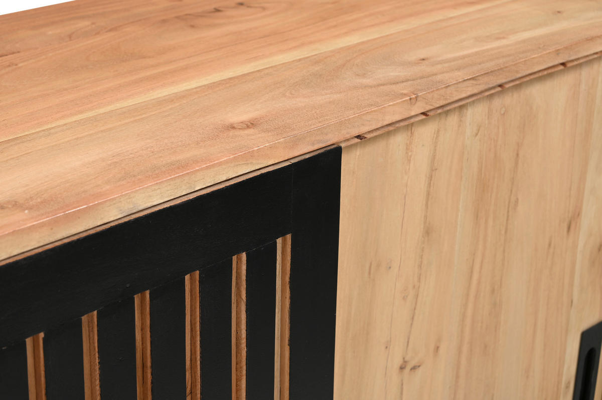 SIDEBOARD  in 160/90/40 cm  - Schwarz/Naturfarben, KONVENTIONELL, Holz/Metall (160/90/40cm) - Livetastic