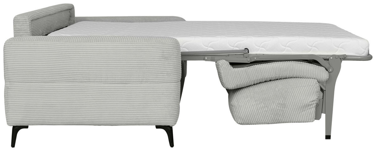 SCHLAFSOFA Cord Hellgrau  - Hellgrau/Schwarz, Design, Textil/Metall (204/89/98cm) - Carryhome