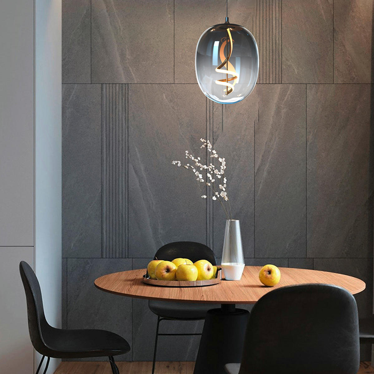 ZÁVESNÉ LED SVIETIDLO, 28/28/150 cm  - čierna, Design, sklo (28/28/150cm)