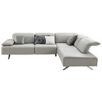 ECKSOFA in Echtleder Hellgrau  295/231 cm  - Dunkelgrau/Anthrazit, Design, Leder/Metall (295/231cm) - Johann Jakob