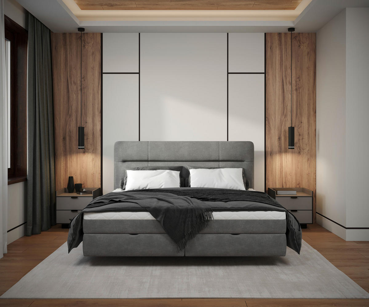 BOXBETT 180/200 cm  in Grau  - Grau, Modern, Holz/Holzwerkstoff (180/200cm) - MID.YOU