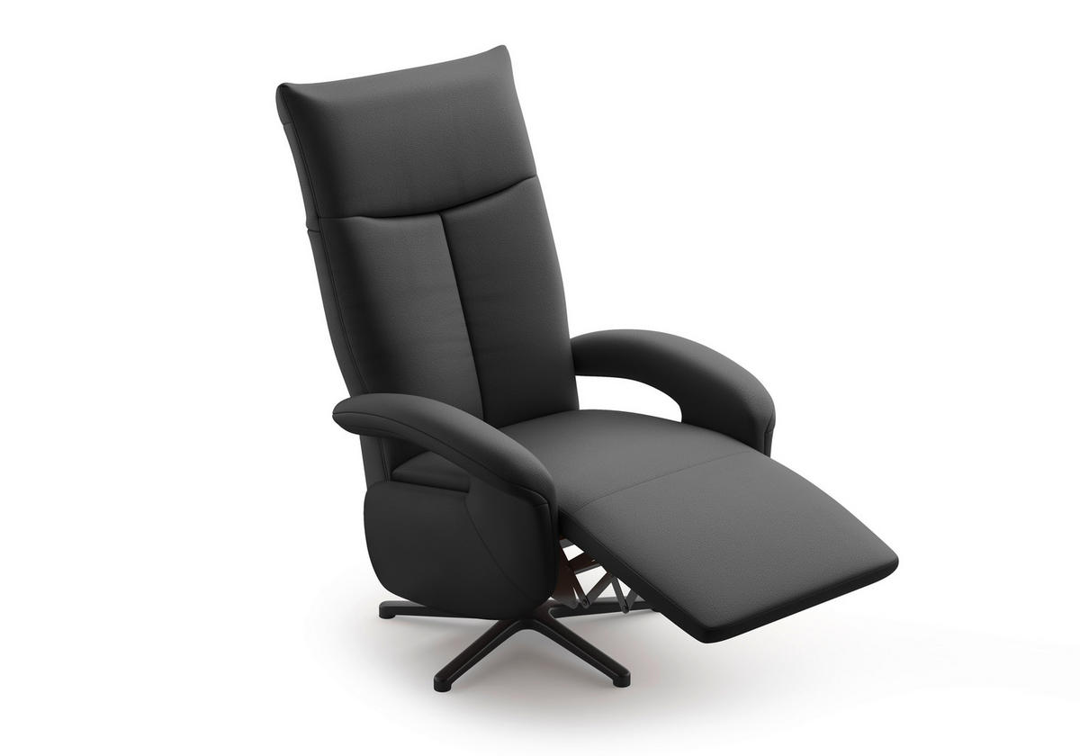 SESSEL in Echtleder Schwarz  - Schwarz, KONVENTIONELL, Leder/Metall (74/112/82cm) - Sit & More