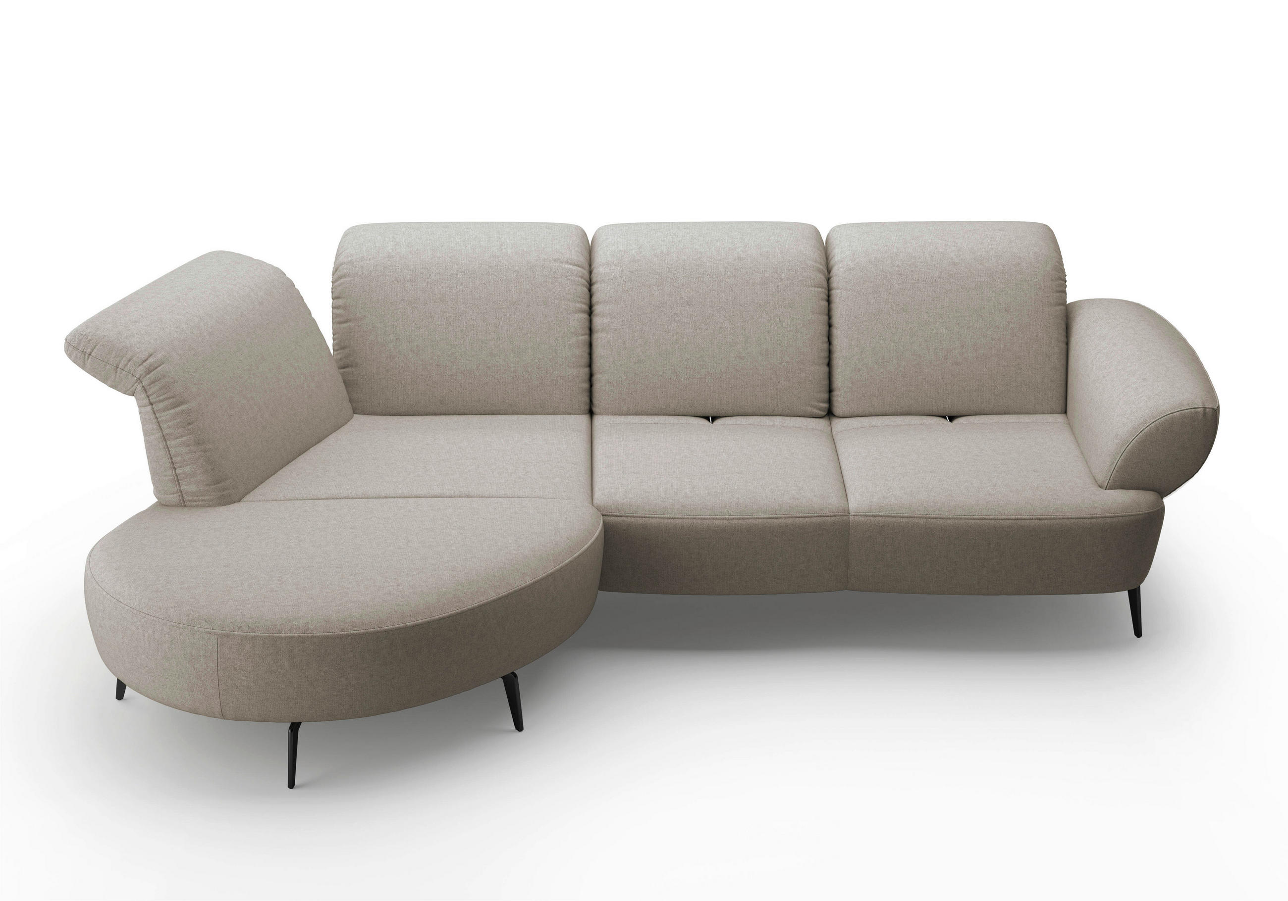 ECKSOFA in Flachgewebe Taupe - Taupe/Schwarz, Modern, Textil/Metall (208/313cm) - Sit & More