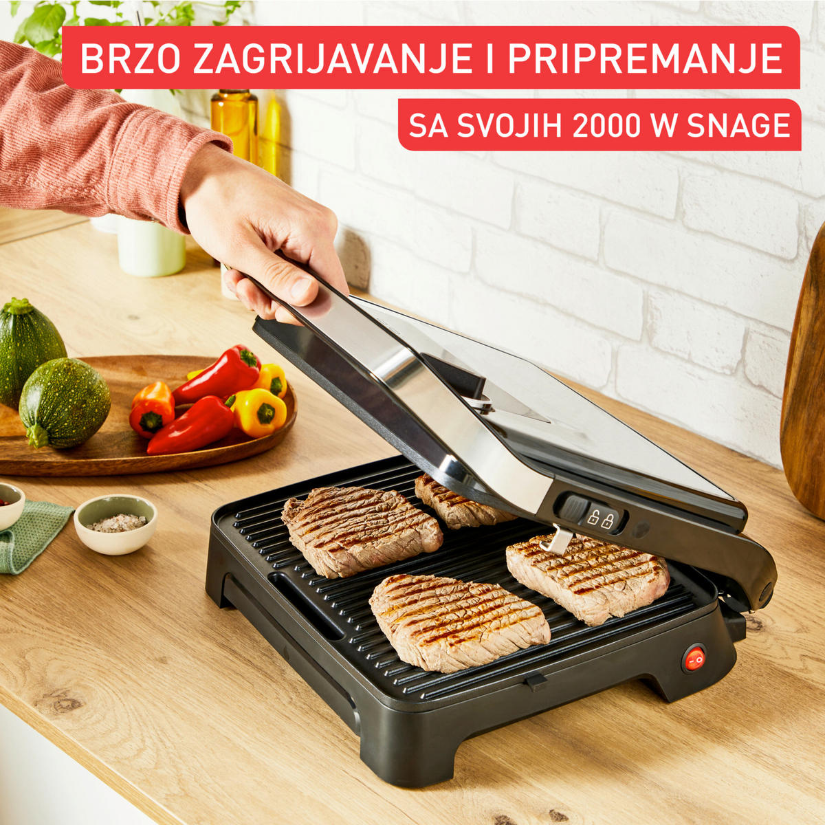 KONTAKTNI ŽAR  Tefal Inicio Adjust 2in1, Panini Maker & Grill - barve nerjavečega jekla, Basics, kovina (37.4/43.6/19cm) - Tefal