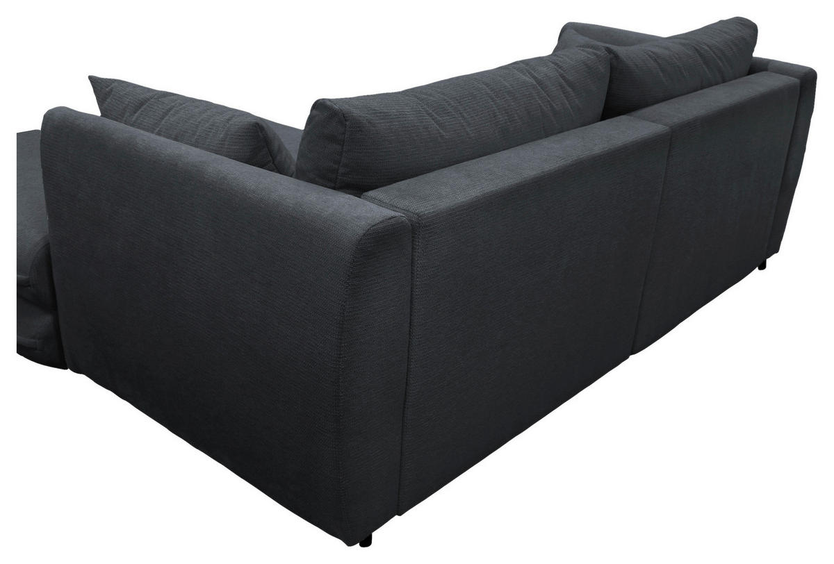 ECKSOFA Schwarz Struktur  - Schwarz, Design, Kunststoff/Textil (240/201cm) - MID.YOU