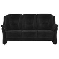 3-SITZER-SOFA in Mikrofaser Schwarz  - Beige/Alufarben, KONVENTIONELL, Textil/Metall (198/100/89cm) - Beldomo Comfort