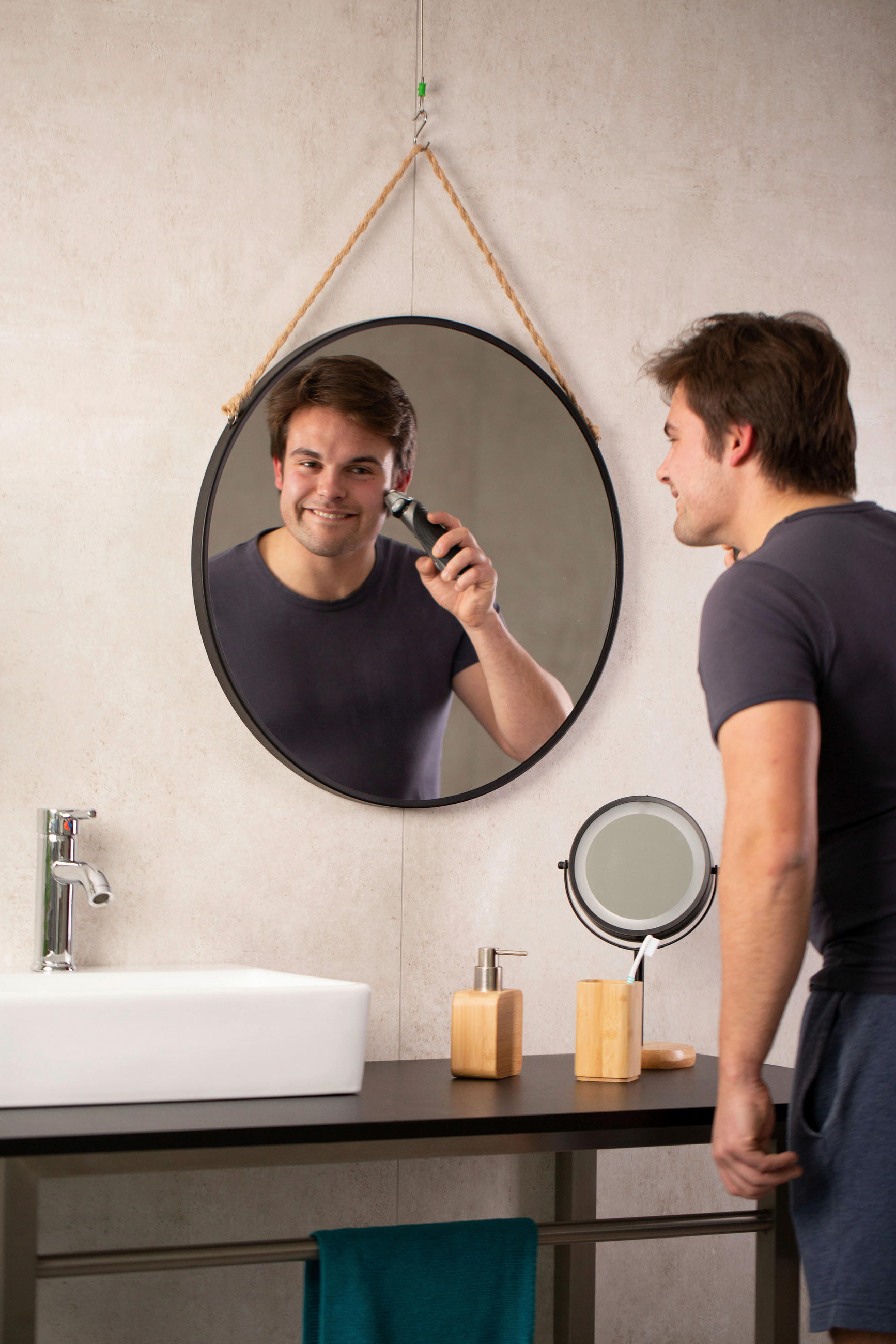 WANDSPIEGEL 60/60/2,6 cm  - Schwarz, Basics, Glas/Metall (60/60/2,6cm) - Sadena