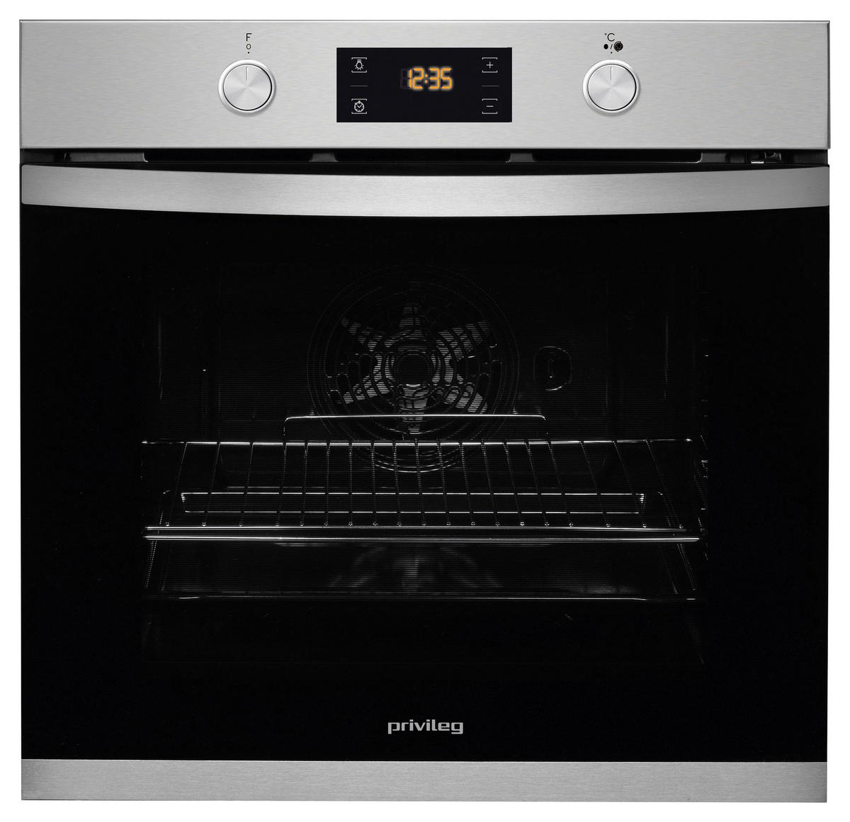 EINBAUBACKOFEN PBWK3OP8VIN  - Silberfarben/Schwarz, Basics, Glas/Metall (59,5/59,5/54.9cm) - Privileg