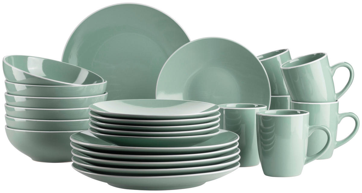 KOMBISERVICE Elissa 24-teilig  - Grün, Basics, Keramik (46,5/33/32cm) - Mäser