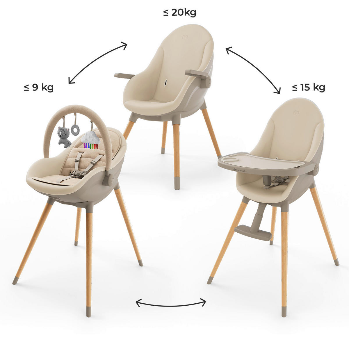 HOCHSTUHL Fini Up  - Beige, Basics, Textil (52-66/58/82-107cm) - Kinderkraft