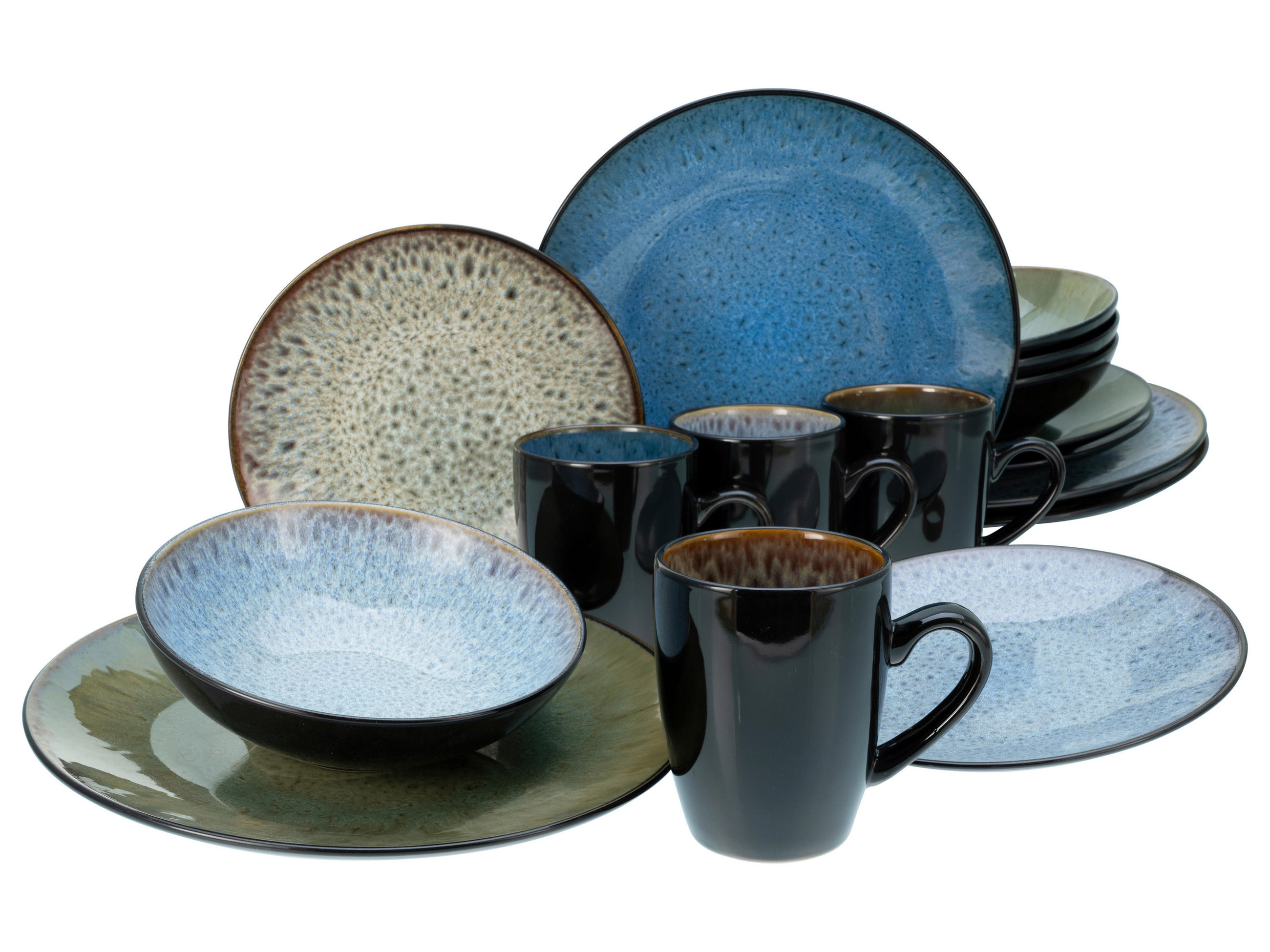 KOMBINOVANÁ SOUPRAVA, 16dílné, kamenina - vícebarevná, Lifestyle, keramika - Creatable