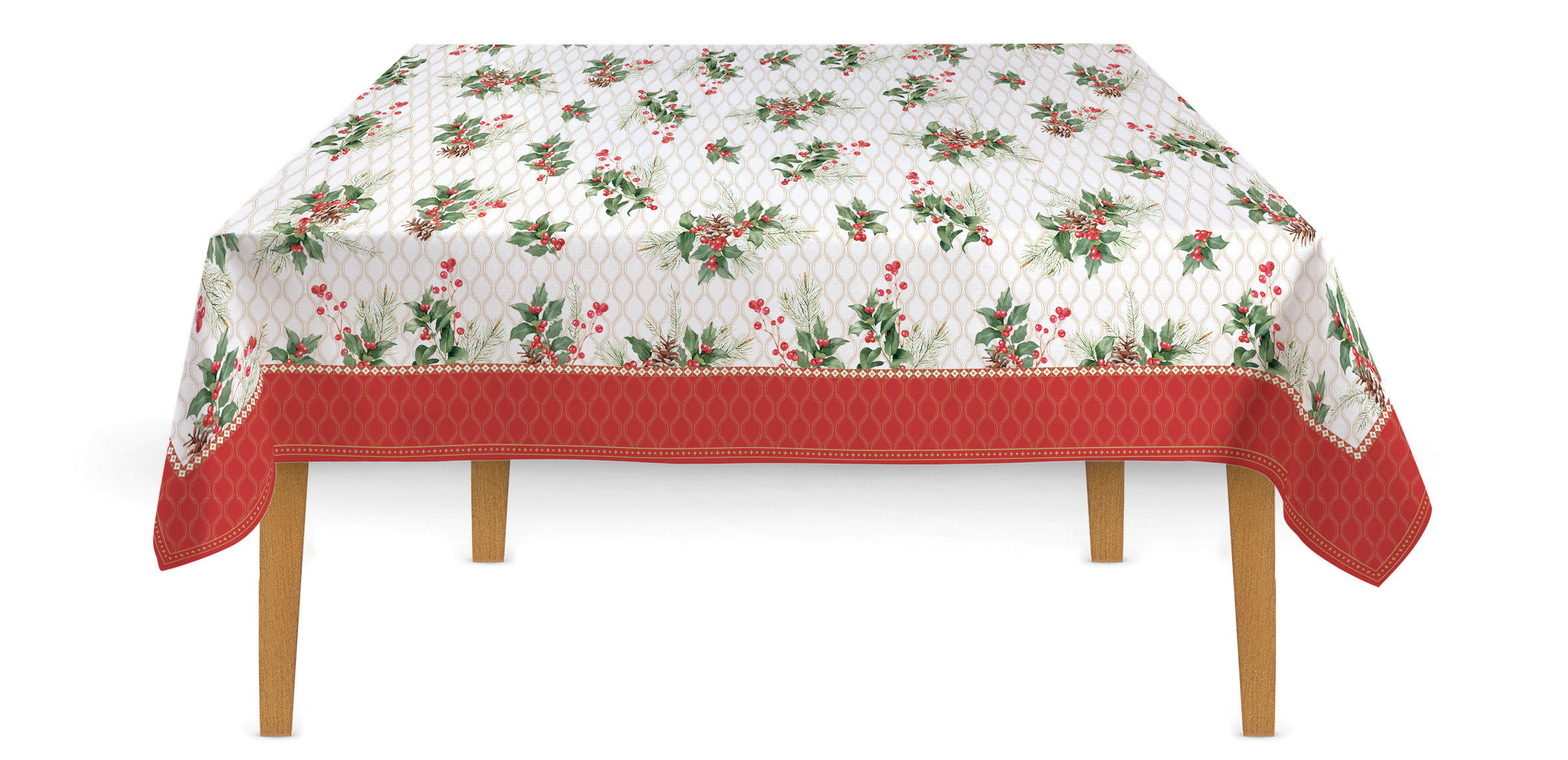TISCHDECKE Christmas Berries 180/145 cm  - Smaragdgrün/Rot, Basics, Textil (180/145cm) - POZZI AND EASY LIFE