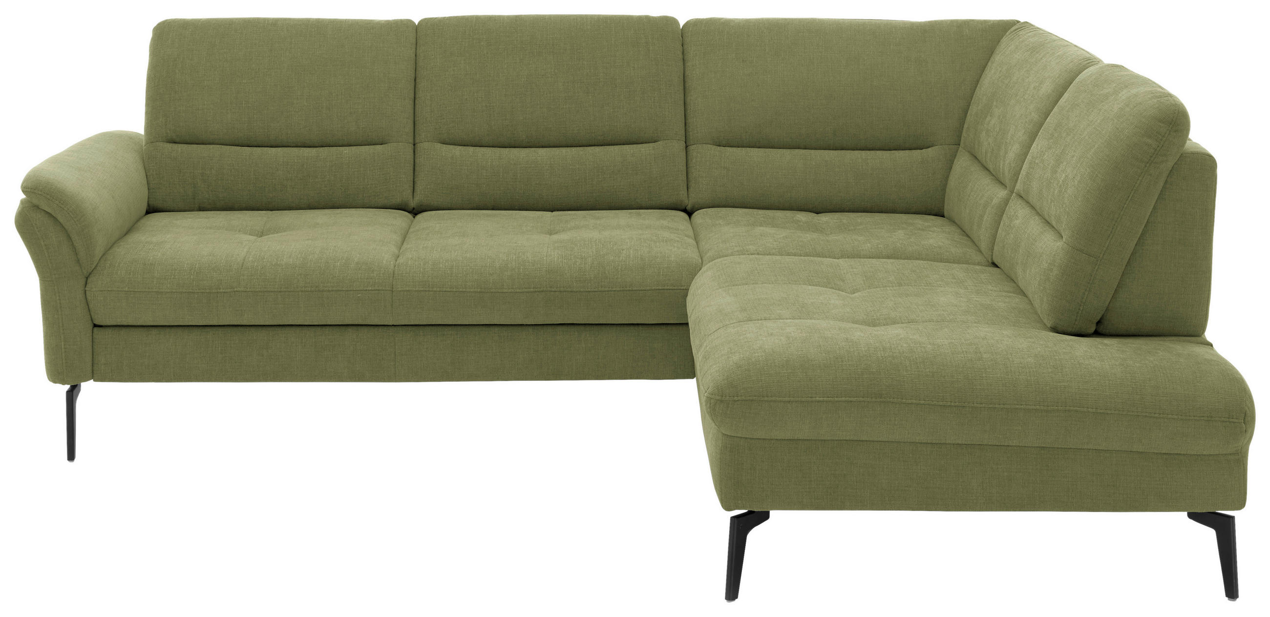ECKSOFA in Webstoff Grün  - Schwarz/Grün, Design, Textil/Metall (256/206cm) - Beldomo System