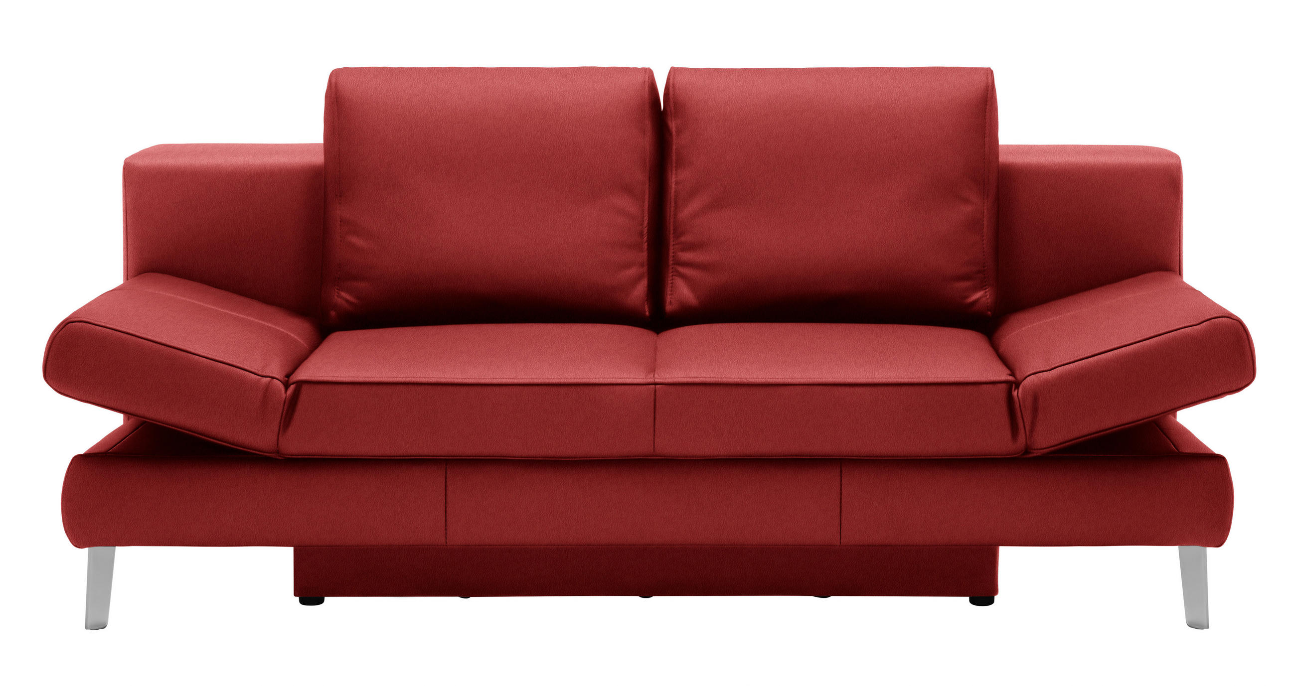 SCHLAFSOFA Rot Echtleder  - Chromfarben/Rot, MODERN, Leder/Metall (200/85/90cm) - Novel