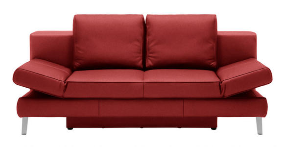 SCHLAFSOFA  in Echtleder Rot  - Chromfarben/Rot, MODERN, Leder/Metall (200/85/90cm) - Novel