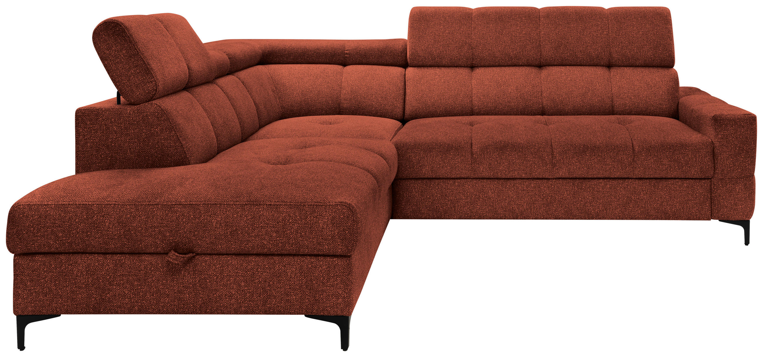 ECKSOFA Struktur Dunkelorange  - Dunkelorange/Schwarz, Modern, Textil/Metall (212/254cm) - Carryhome