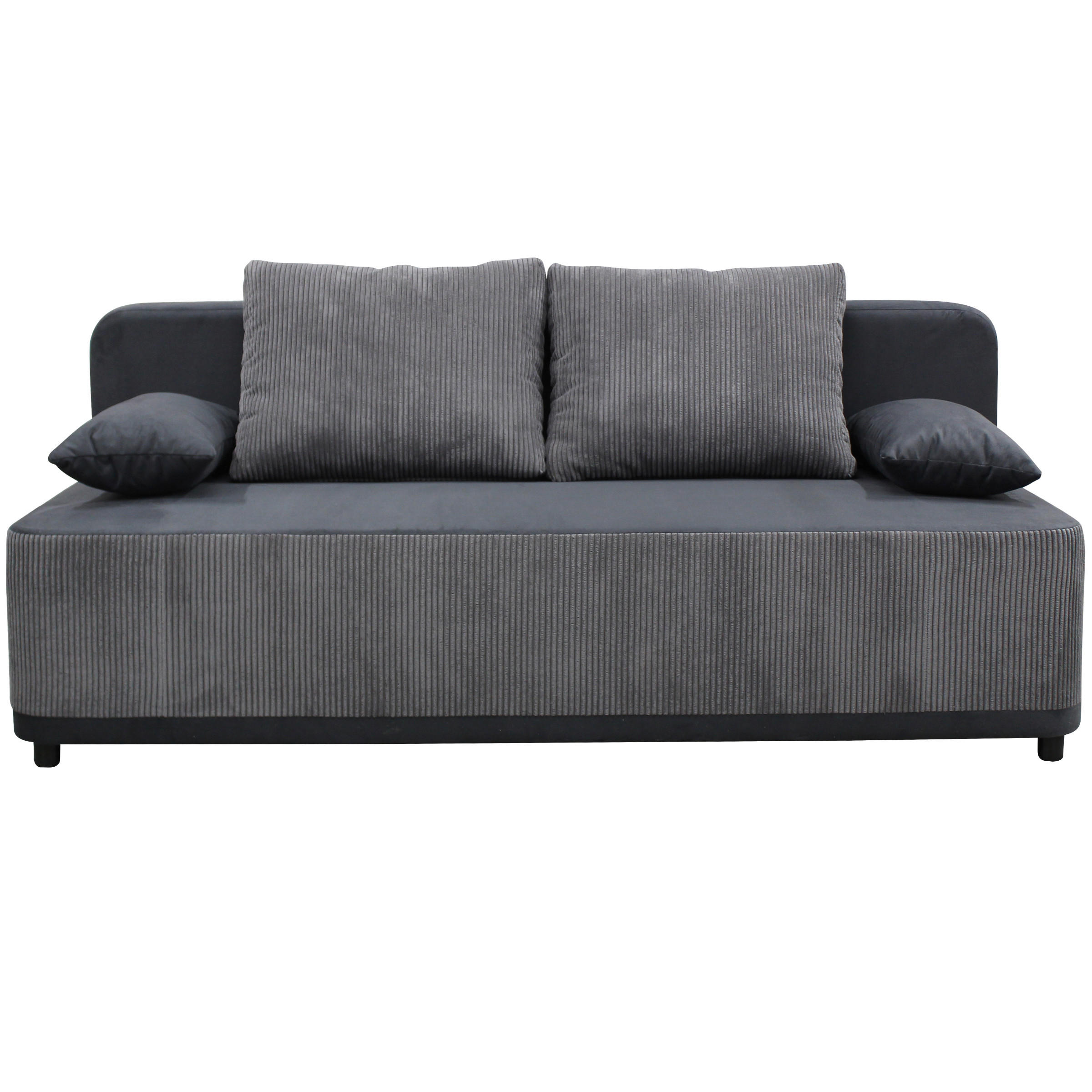 SCHLAFSOFA Velours Grau  - Schwarz/Grau, Design, Kunststoff/Textil (197/90/83cm) - MID.YOU