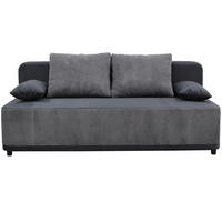 SCHLAFSOFA Velours Grau  - Schwarz/Grau, Design, Kunststoff/Textil (197/90/83cm) - MID.YOU