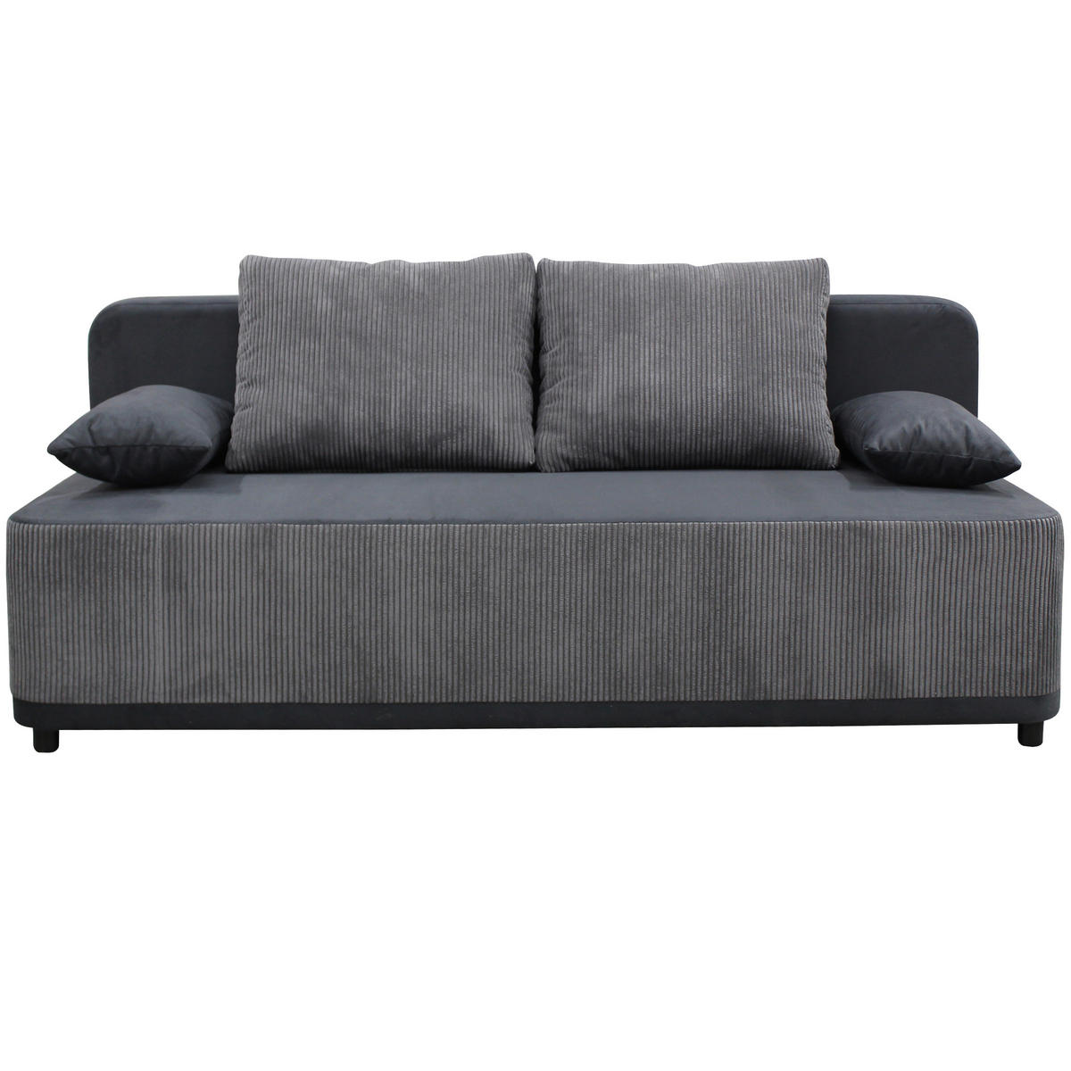 SCHLAFSOFA Velours Grau  - Schwarz/Grau, Design, Kunststoff/Textil (197/90/83cm) - MID.YOU
