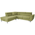 ECKSOFA inkl. Funktionen Grün Webstoff  - Silberfarben/Grün, Design, Textil/Metall (226/257cm) - Xora