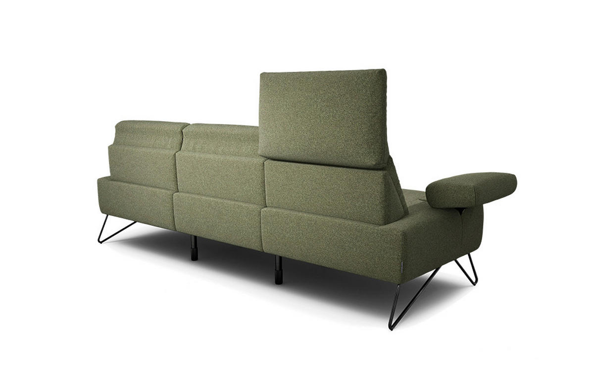 3-SITZER-SOFA in Chenille Waldgrün  - Waldgrün/Schwarz, Design, Textil/Metall (234-264/85/86-94cm) - SENSOO