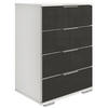 NACHTTISCH 52/74/38 cm  in Grau, Weiss  - Weiss/Alufarben, Design, Glas/Holzwerkstoff (52/74/38cm) - Livetastic
